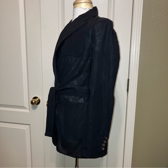 BRUNELLO CUCINELLI Jacket / Coat BLACK Sheer EMBELLISHED Crystals - Sz M Italy - Picture 6 of 16